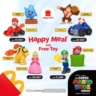 McDonald's Happy Meal FREE Super Mario Bros Toys Promotion (15 December 2022 - 11 January 2023)
