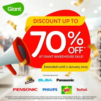 Giant Warehouse Sale Discount Up To 70% OFF (valid until 2 January 2023)