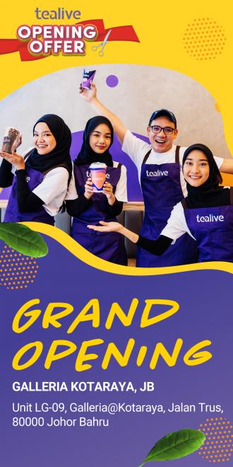 Tealive Galleria Kotaraya JB Opening Promotion (20 December 2022 - 24 December 2022)