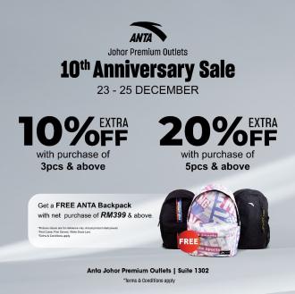 ANTA Johor Premium Outlets 10th Anniversary Sale (23 December 2022 - 25 December 2022)