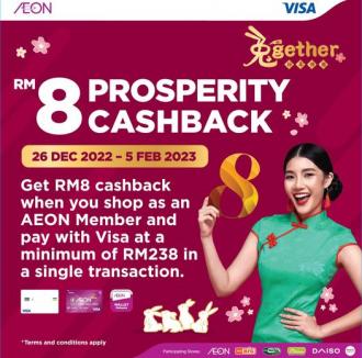 AEON Visa Card CNY RM8 Prosperity Cashback Promotion (26 December 2022 - 5 February 2023)
