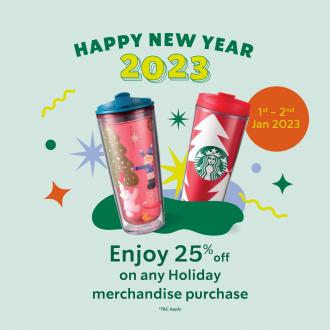 Starbucks Holiday Merchandise New Year Promotion 25% OFF (1 January 2023 - 2 January 2023)