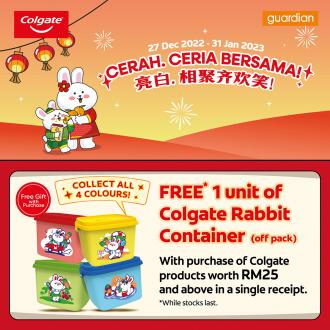 Guardian FREE Colgate Rabbit Container Promotion (27 December 2022 - 31 January 2023)