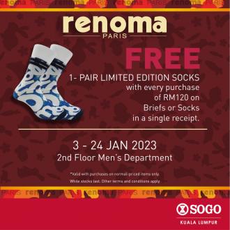 SOGO Kuala Lumpur Renoma FREE Socks Promotion (3 January 2023 - 24 January 2023)