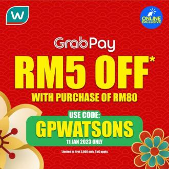 Watsons Online GrabPay RM5 OFF Promotion (11 January 2023)