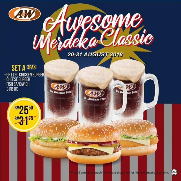 A&W Awesome Merdeka Classic from RM25.50 only (20 August 2018 - 31 August 2018)