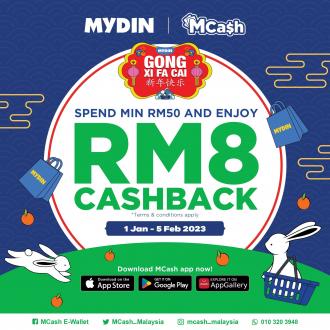 MYDIN Mcash CNY RM8 Cashback Promotion (1 January 2023 - 5 February 2023)