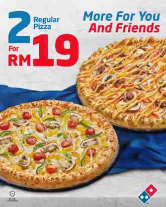 Domino's Pizza 2 Regular Pizzas for RM19 Promotion