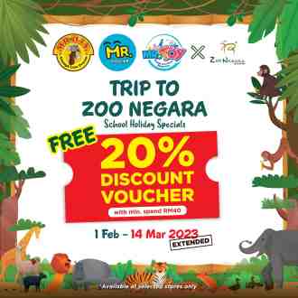 MR DIY FREE Zoo Negara 20% Discount Voucher Promotion (1 February 2023 - 14 March 2023)