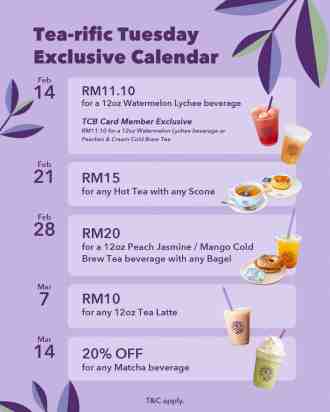 Coffee Bean TEA-rific Tuesday Promotion (every Tuesday)