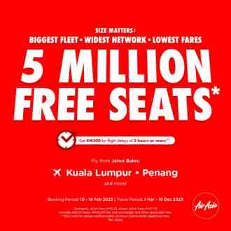 Airasia 5 Million FREE Seats Promotion (10 February 2023 - 19 February 2023)