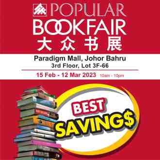 POPULAR Book Fair Sale at Paradigm Mall Johor Bahru (15 Feb 2023 - 12 Mar 2023)