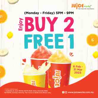 Juice Works AEON Mall Shah Alam Buy 2 FREE 1 Promotion (6 February 2023 - 31 March 2023)