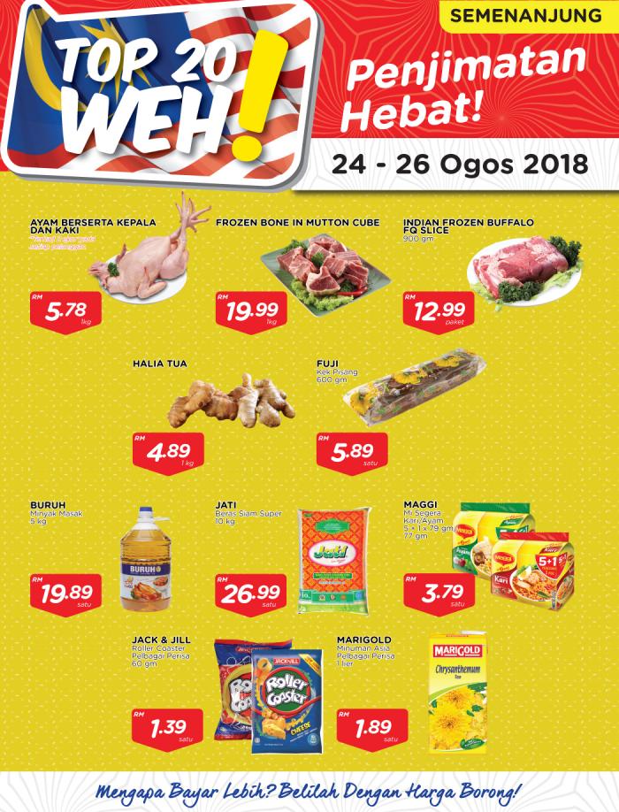 MYDIN TOP 20 WEH Promotion (24 August 2018 - 26 August 2018)