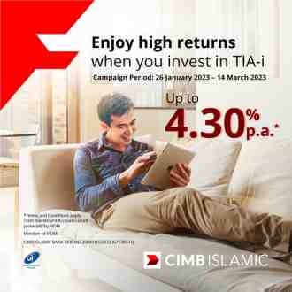 CIMB Islamic Term Investment Account-i Return Up To 4.30% p.a. (valid until 14 March 2023)