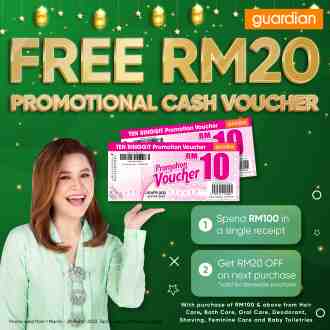 Guardian Personal Care Essentials FREE RM20 Cash Voucher Promotion (1 March 2023 - 29 March 2023)