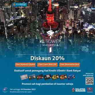 Bank Rakyat Cards KL Tower 20% OFF Promotion (valid until 30 December 2023)