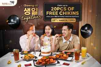 Kyochon Birthday FREE Up To 20pcs Chickins Promotion (1 March 2023 - 14 March 2023)