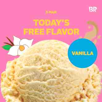 Baskin Robbins FREE Vanilla Ice Cream Promotion (3 March 2023)