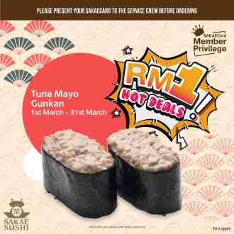 Sakae Sushi Member Tuna Mayo Gunkan for RM1 Promotion (1 Mar 2023 - 31 Mar 2023)