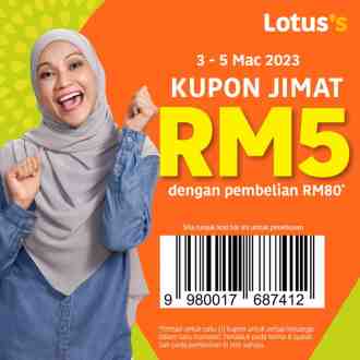 Lotus's FREE RM5 Coupon Promotion (3 March 2023 - 5 March 2023)