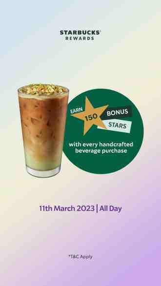 Starbucks Member's Day Promotion Earn 150 Bonus Stars (11 Mar 2023)