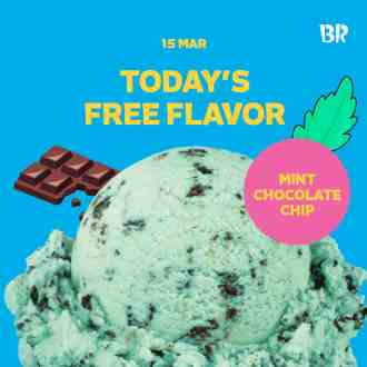 Baskin Robbins FREE Mint Chocolate Chip Ice Cream Promotion (15 Mar 2023)