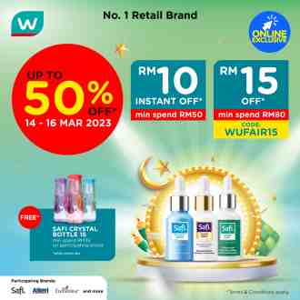 Watsons Wipro Unza Promotion Up To 50% OFF (14 March 2023 - 16 March 2023)