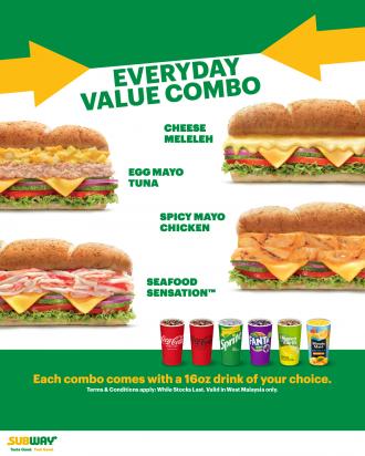SUBWAY Everyday Value Combo for RM12.50 Promotion