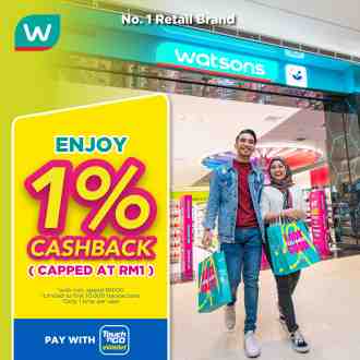 Watsons Touch n Go eWallet Up To 1% Cashback Promotion (15 March 2023 - 30 April 2023)