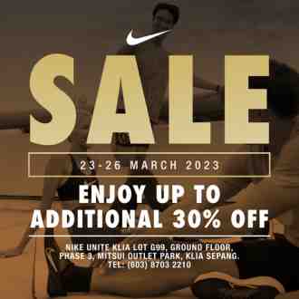 Nike Unite KLIA Special Sale Up To Additional 30% OFF at Mitsui Outlet Park (23 March 2023 - 26 March 2023)
