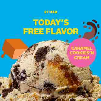 Baskin Robbins FREE Caramel Cookies'N Cream Ice Cream Promotion (27 Mar 2023)