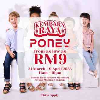Poney Kembara Raya Sale as low as RM9 at Berjaya Megamall Kuantan (31 March 2023 - 9 April 2023)