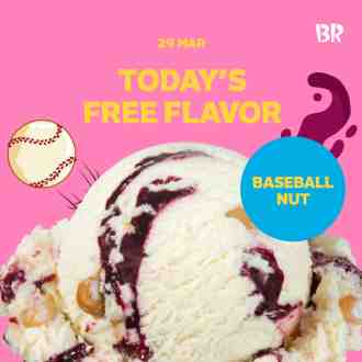 Baskin Robbins FREE Baseball Nut Ice Cream Promotion (29 Mar 2023)
