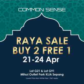 Common Sense Raya Sale Buy 2 FREE 1 at Mitsui Outlet Park (21 April 2023 - 24 April 2023)