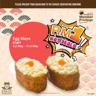 Sakae Sushi Member Egg Mayo Inari for RM1 Promotion (1 May 2023 - 31 May 2023)