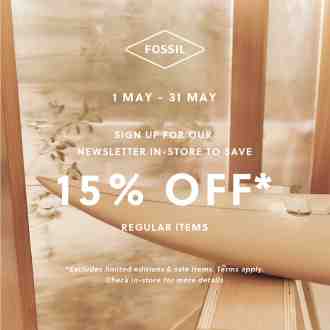 Fossil Sunway Putra Mall 15% OFF Promotion (1 May 2023 - 31 May 2023)
