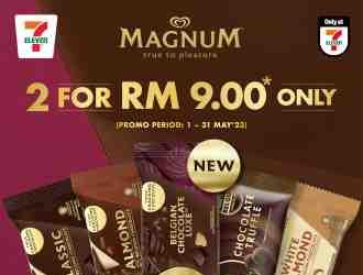 7 Eleven Magnum Ice Cream 2 for RM9.90 Promotion (1 May 2023 - 31 May 2023)