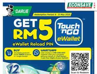 Econsave Darlie FREE RM5 Touch 'n Go eWallet Reload Pin Promotion (8 May 2023 - 31 May 2023)
