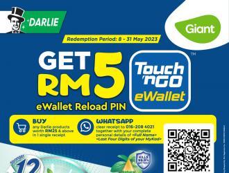 Giant Darlie FREE RM5 Touch 'n Go eWallet Reload Pin Promotion (8 May 2023 - 31 May 2023)