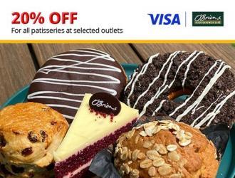O'Briens 20% OFF All Patisseries Promotion pay with Ambank Islamic Visa Credit Card (15 January 2023 - 15 July 2023)