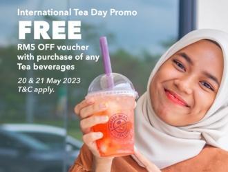 Coffee Bean International Tea Day Promotion FREE RM5 OFF Voucher (20 May 2023 - 21 May 2023)