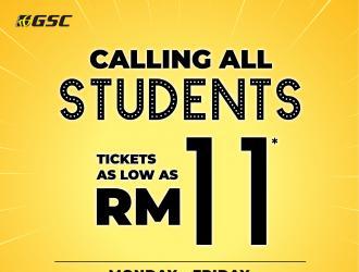 GSC All-Day Student Price Promotion Tickets As Low As RM11 (2 March 2023 - 28 June 2023)