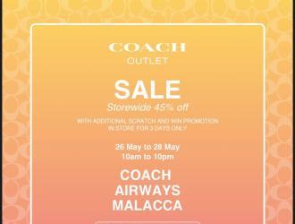 Coach Sale Storewide 45% OFF at Freeport A'Famosa (26 May 2023 - 28 May 2023)