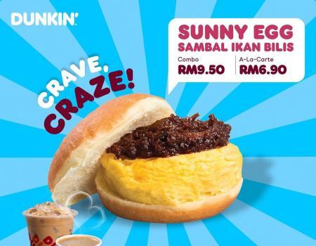 Dunkin' Breakfast Sunny Egg Sambal Ikan Bilis and Diced Chicken Sandwich