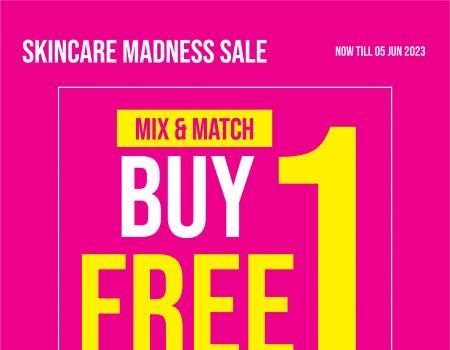 SaSa Skincare Madness Sale Mix & Match Buy 1 FREE 1 Promotion (valid until 5 June 2023)