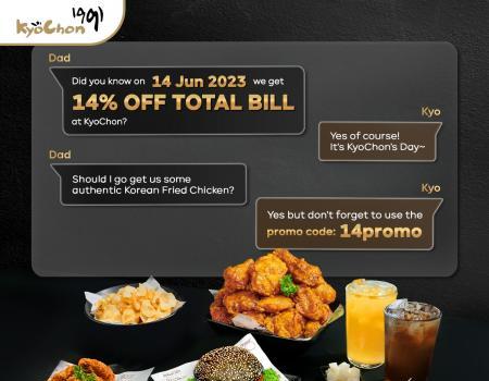 Kyochon Day Promotion 14% OFF Total Bill (14 June 2023)