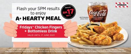 TGI Fridays Pavilion KL Fridays Chicken Fingers + Bottomless Drink @ RM17 for SPM Graduates Promotion (valid until 17 Jun 2023)