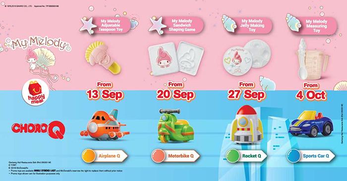 McDonald's FREE My Melody & ChoroQ Happy Meal Toys (13 September 2018 - 11 October 2018)