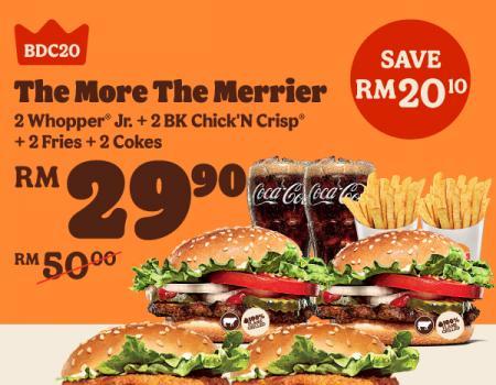 Burger King 2 Whopper Jr + 2 BK Chick'N Crisp + 2 Fries + 2 Cokes for RM29.90 Promotion (27 June 2023 - 5 August 2023)